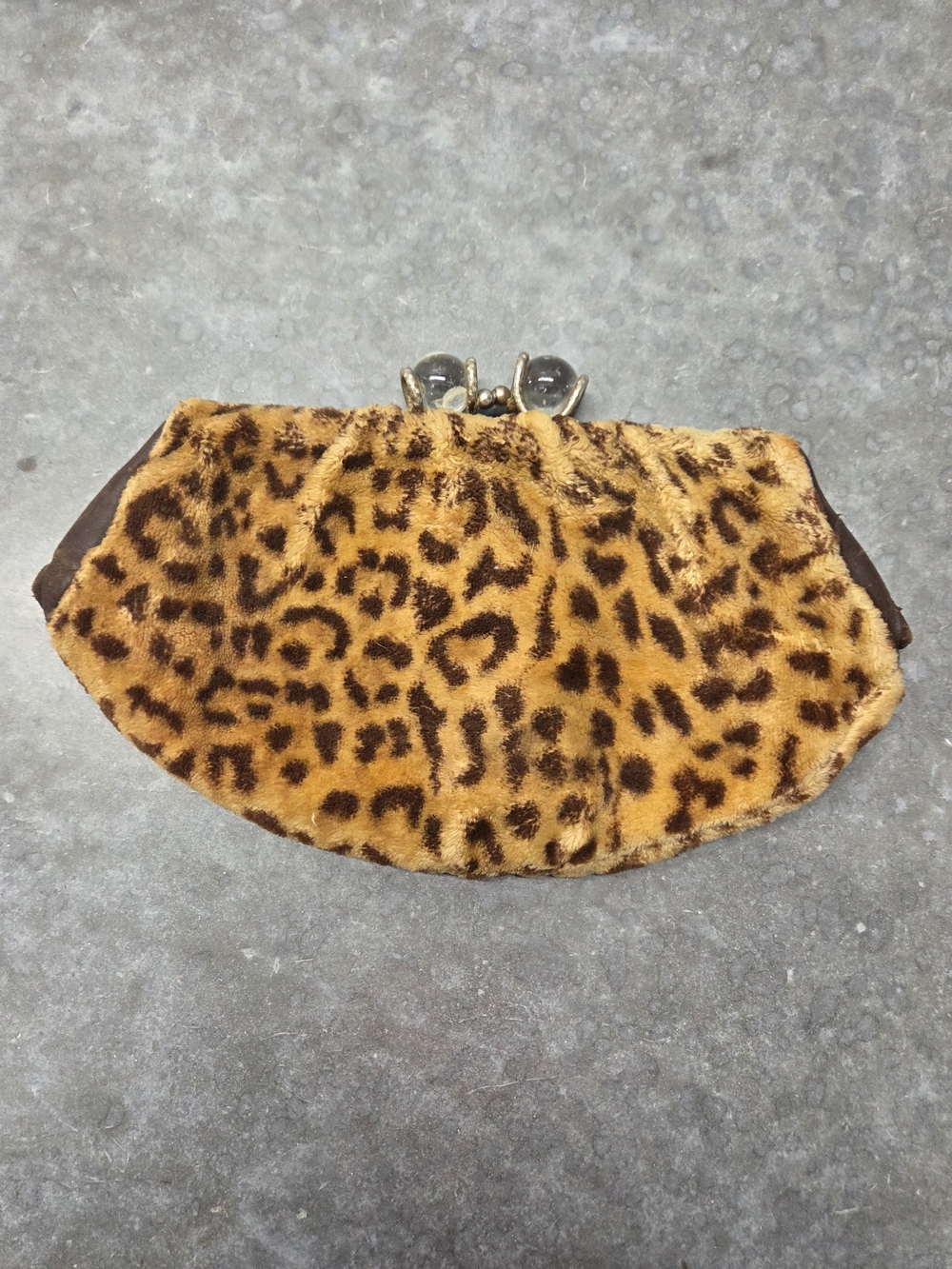 Vintage Leopard Print Faux Fur Clasp Wallet 1960s